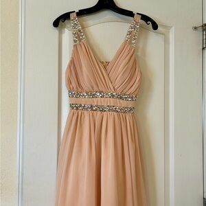 City Studio Ruched Sequined A-Line Formal Tulle Underskirt Peach Mini Dress Sz 1